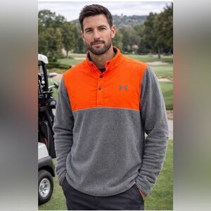 Under Armour Sweater Fleece Pile Pullover Golf Sweatshirt Gray Men's Size XL